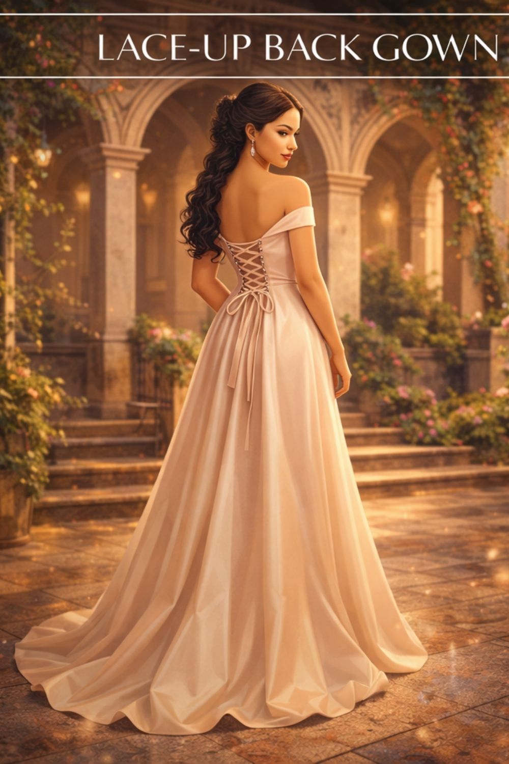 Lace-Up Back Gown Example