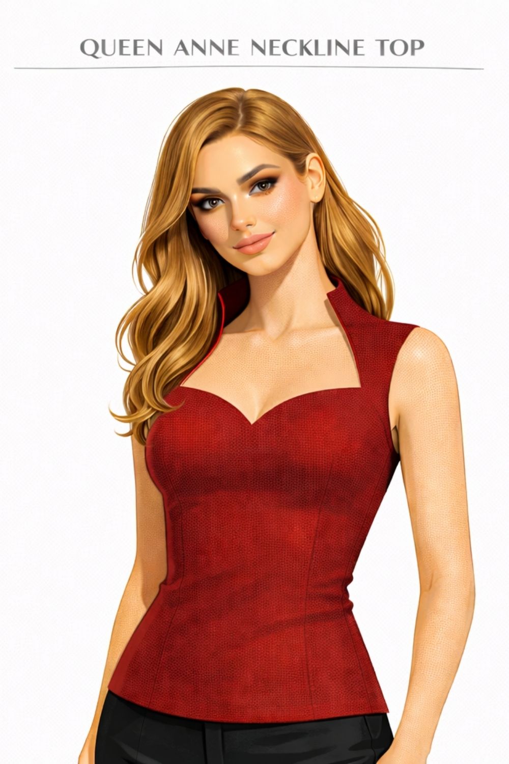 queen anne neckline top example