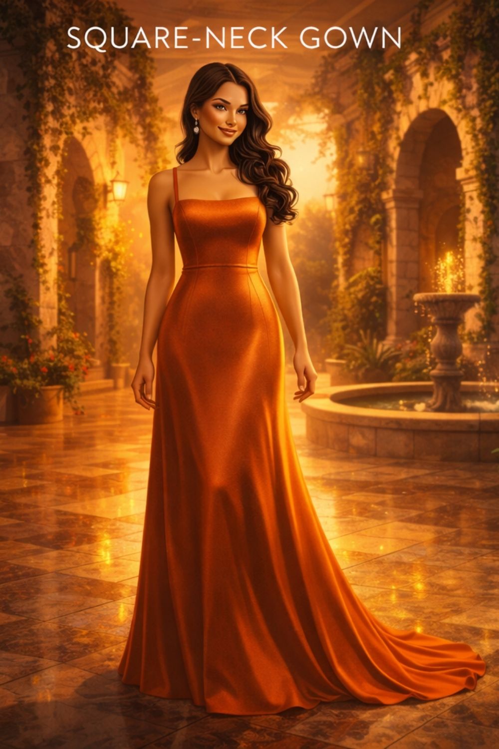 Square Neckline Gown Example