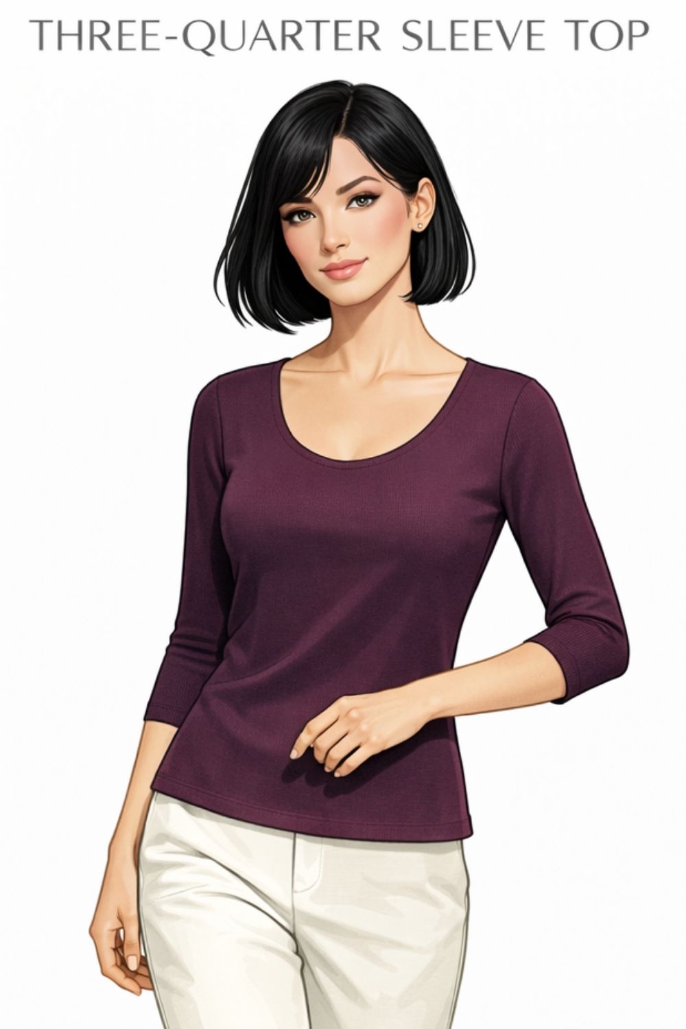 three quarter sleeve top example