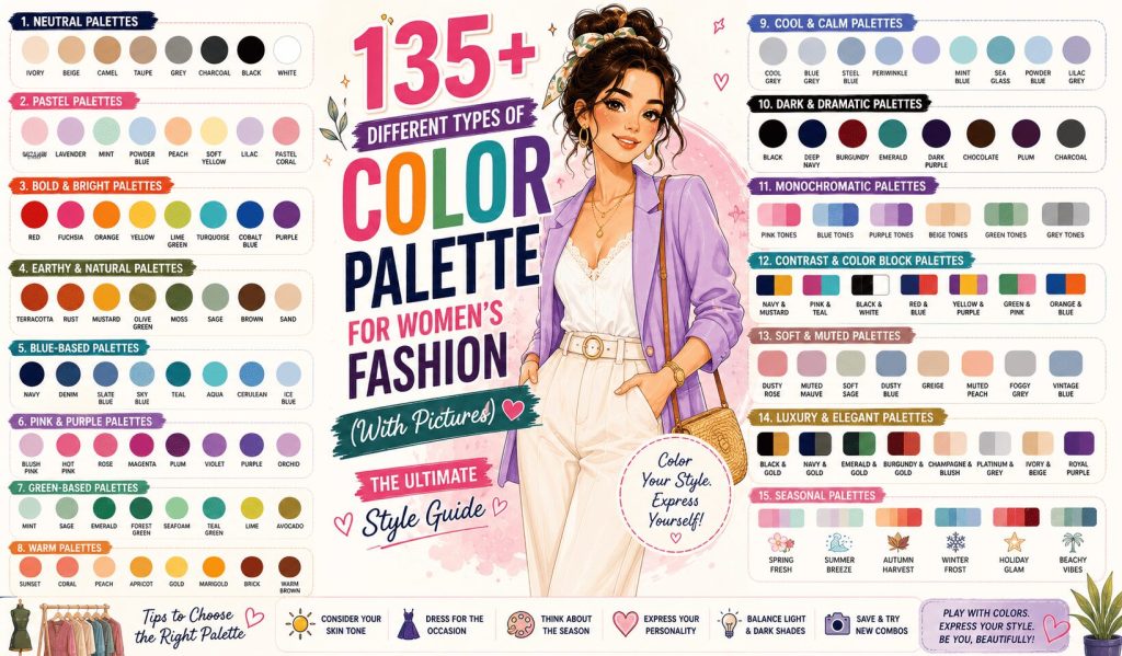 Different Types of Color Palette for Women fashion With Pictures