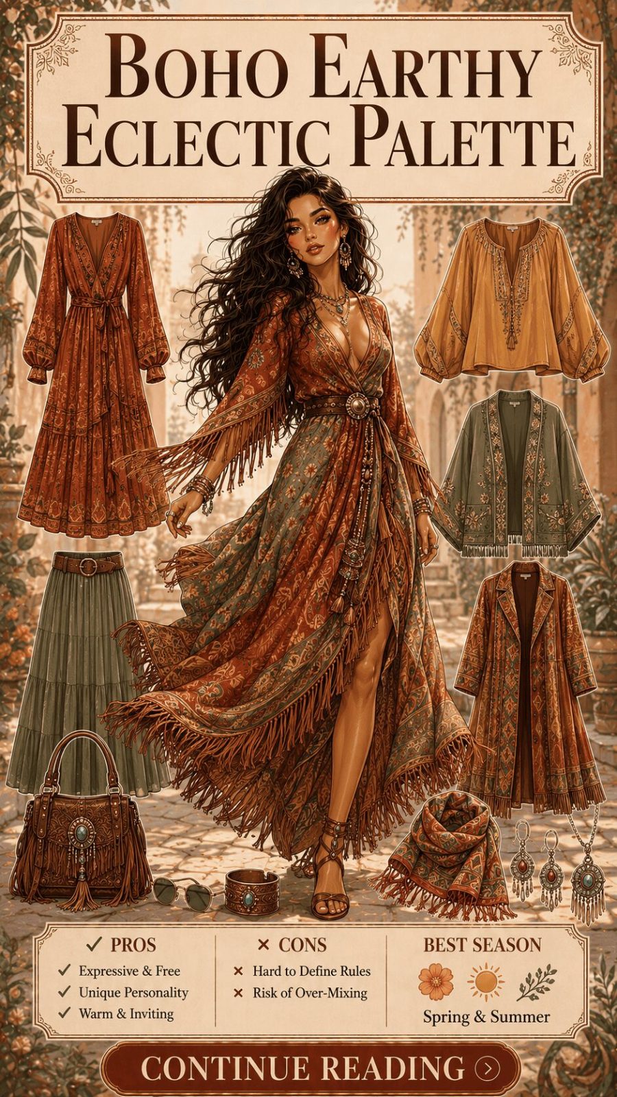 Boho Earthy Eclectic Color Palette Women's Clothing