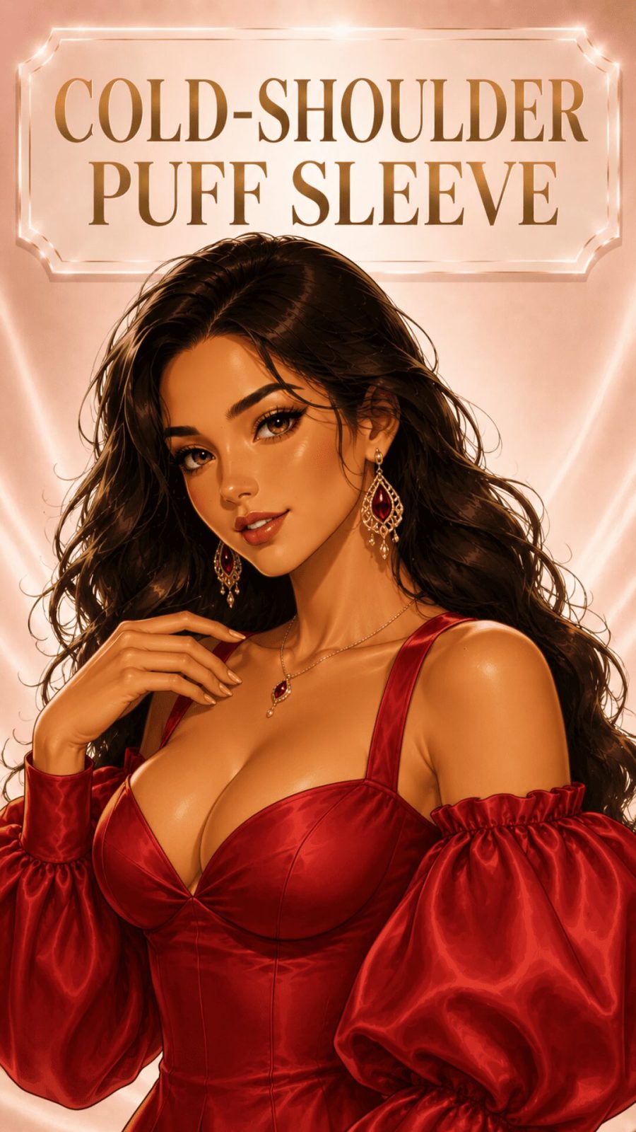 Cold-Shoulder Puff Sleeve