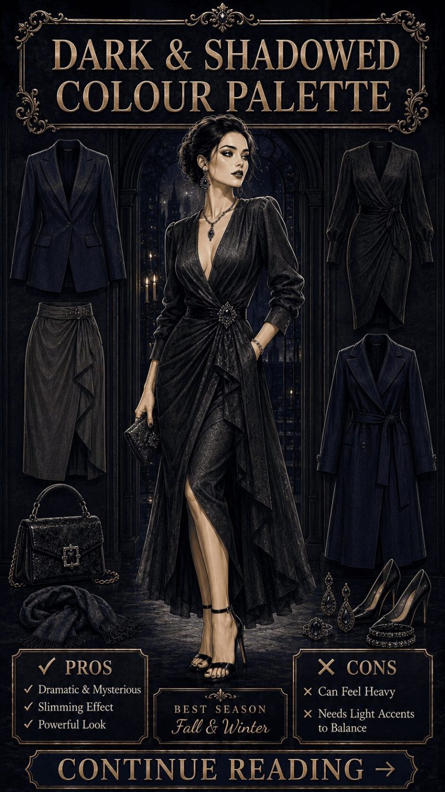 Dark Shadowed Color Palette Women's Clothing