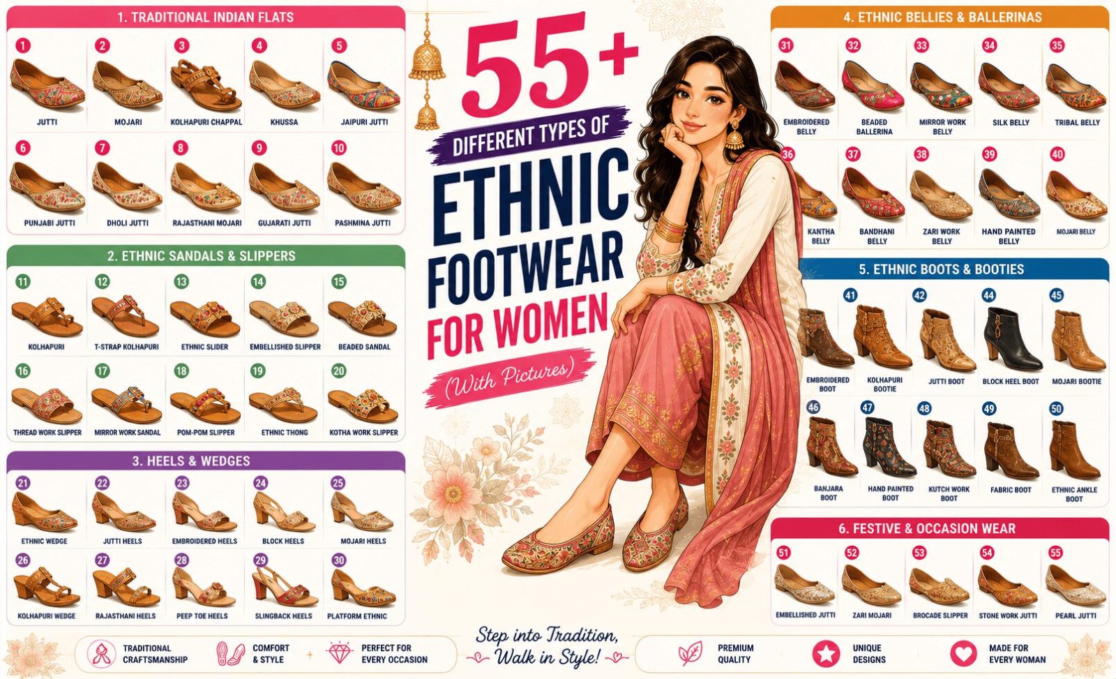 55+ Different Types of Ethnic Footwear for Women (With Pictures)