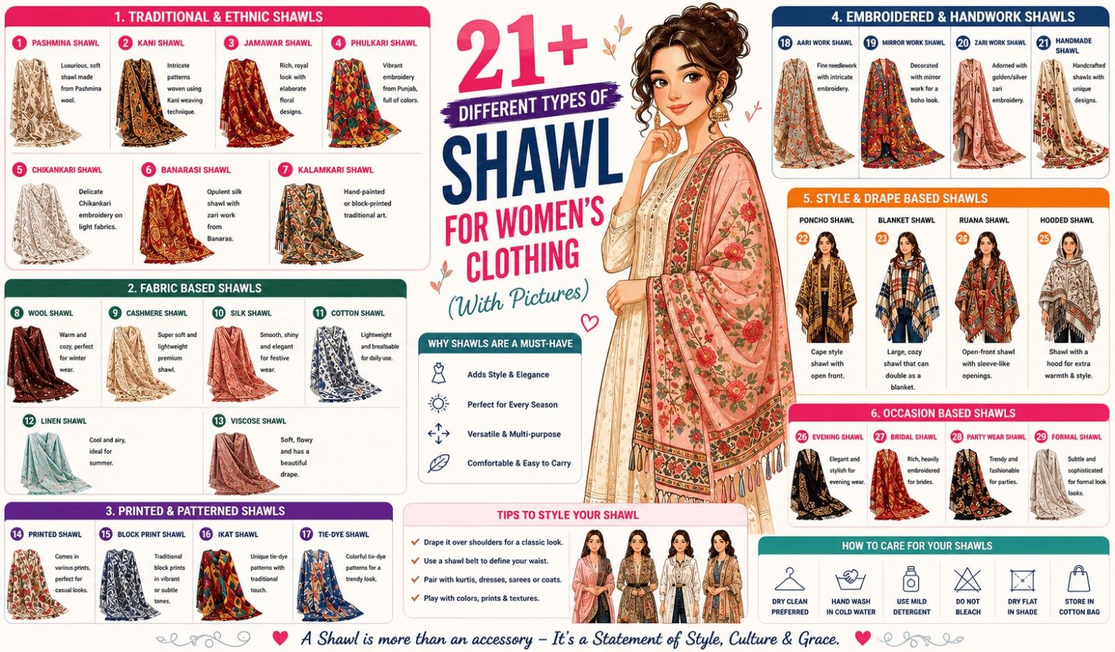 21+ Different Types of Shawls for Women (With Pictures)