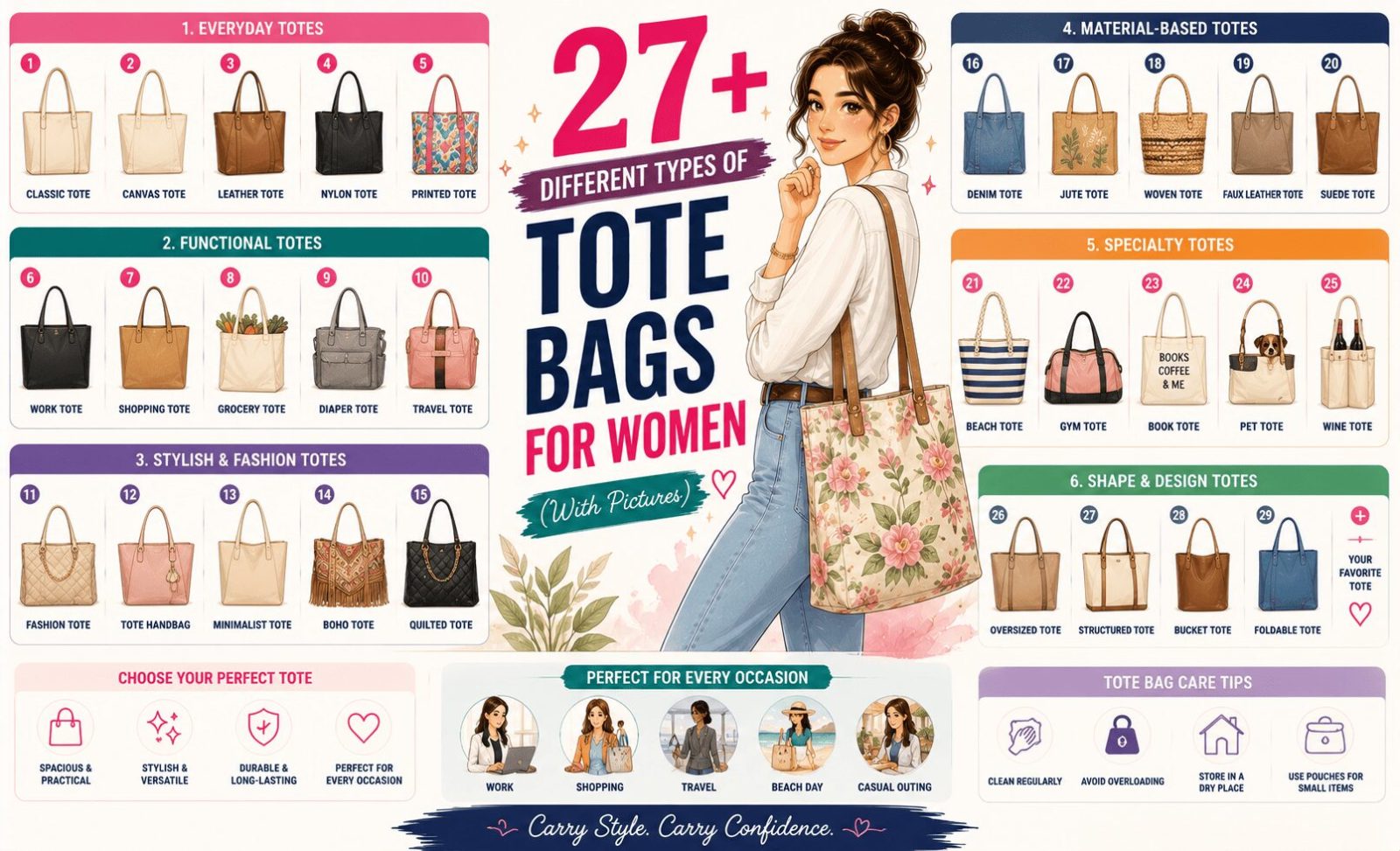 27+ Different Types of Tote Bags for Women (With Pictures)