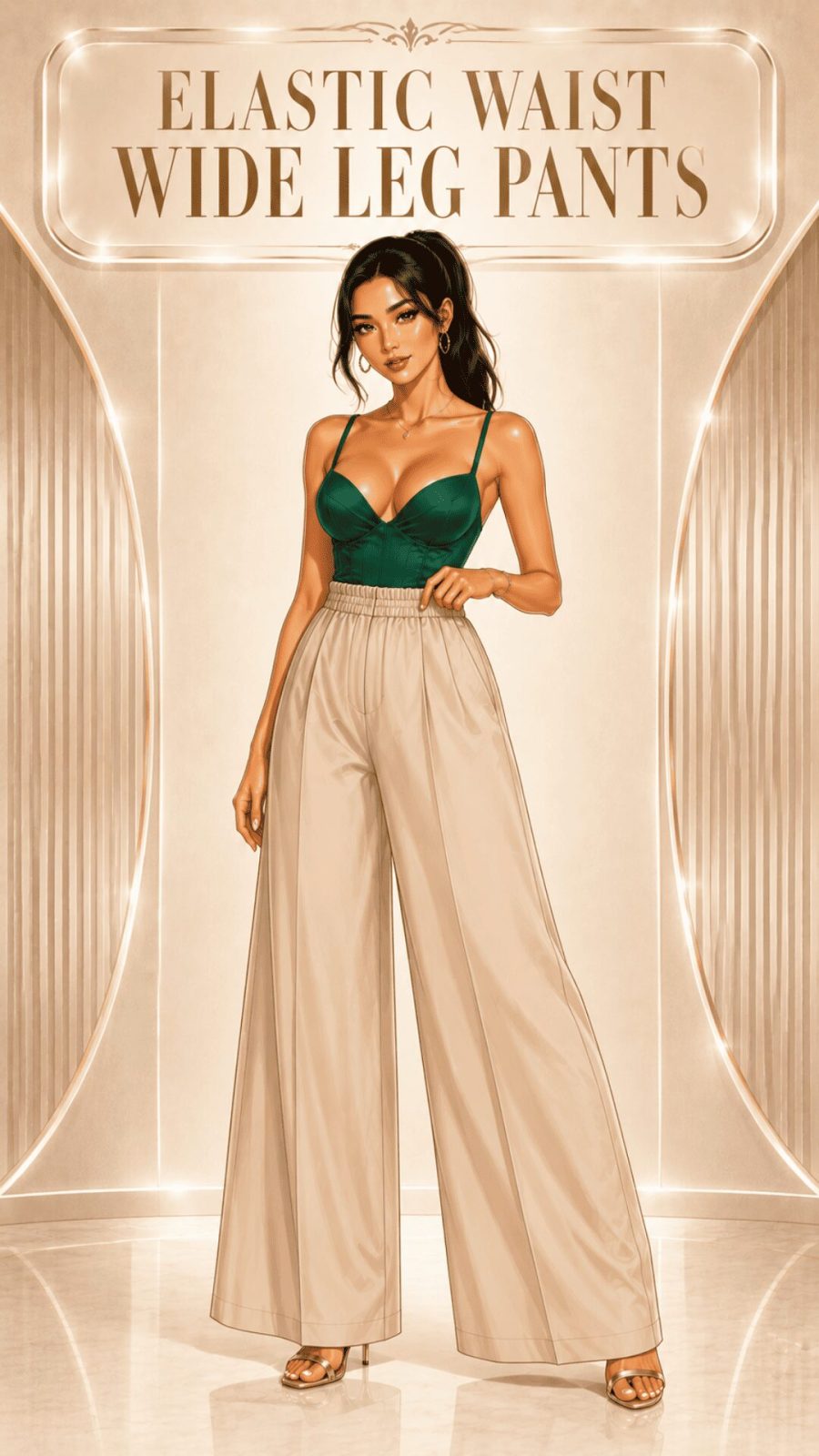 Elastic Waist Wide Leg Pants Example
