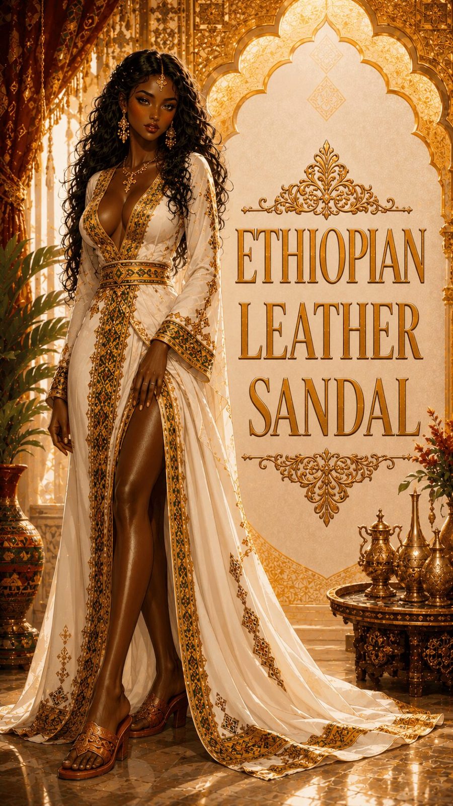 Ethiopian habesha leather sandal ethnic footwear example