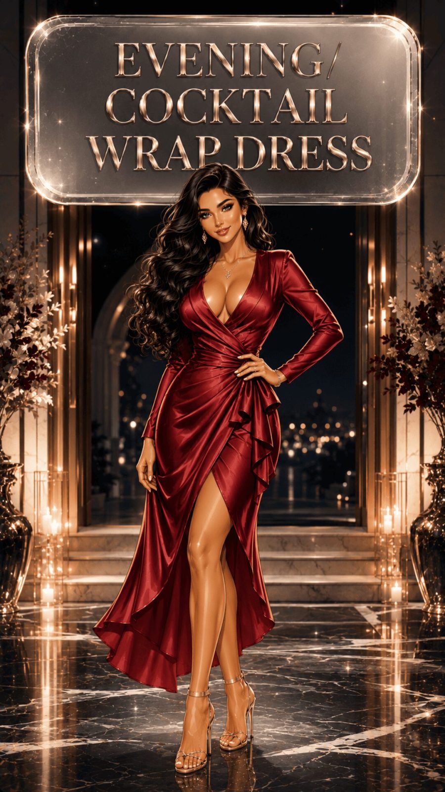 Evening Cocktail Wrap Dress Example