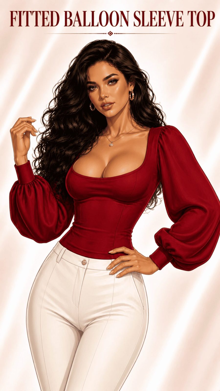Fitted Balloon Sleeve Top