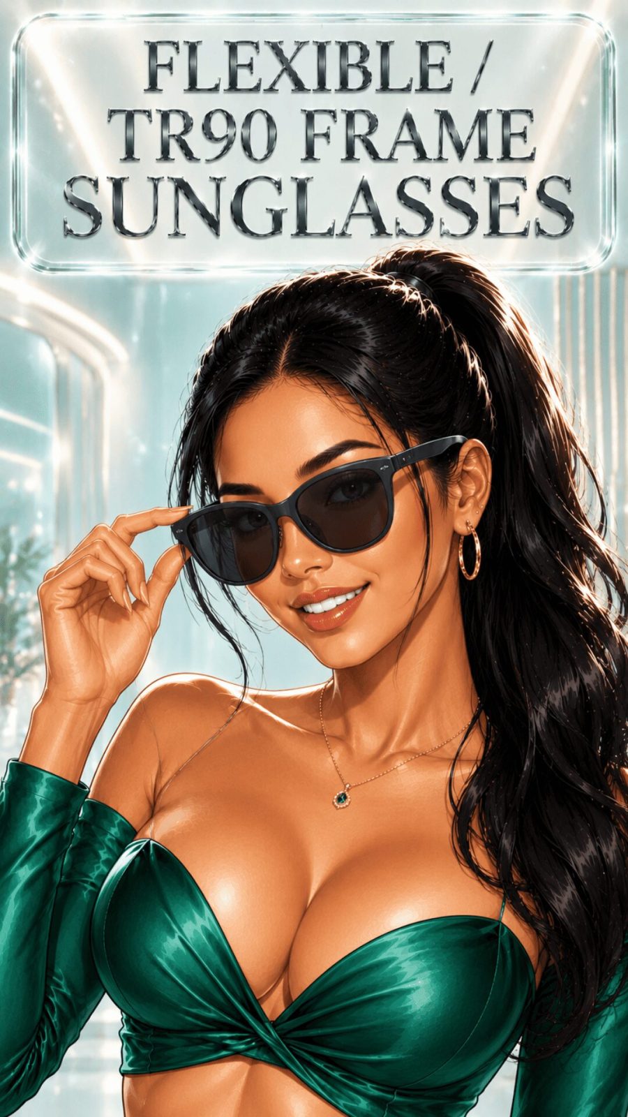 Flexible TR90 frame sunglasses for women