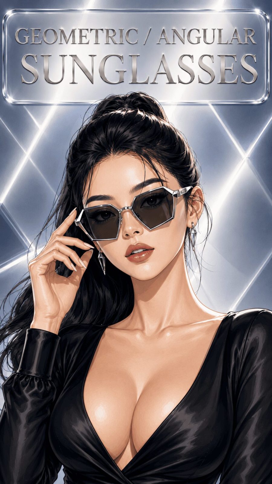 Geometric angular sunglasses for women
