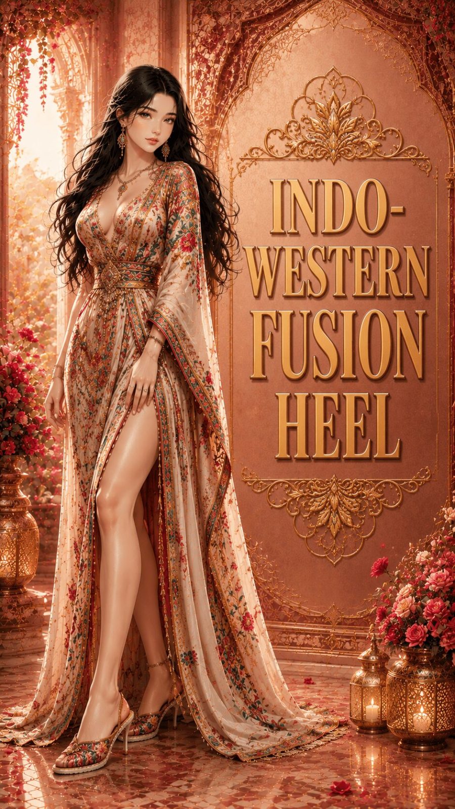 Indo-western fusion heel ethnic footwear example