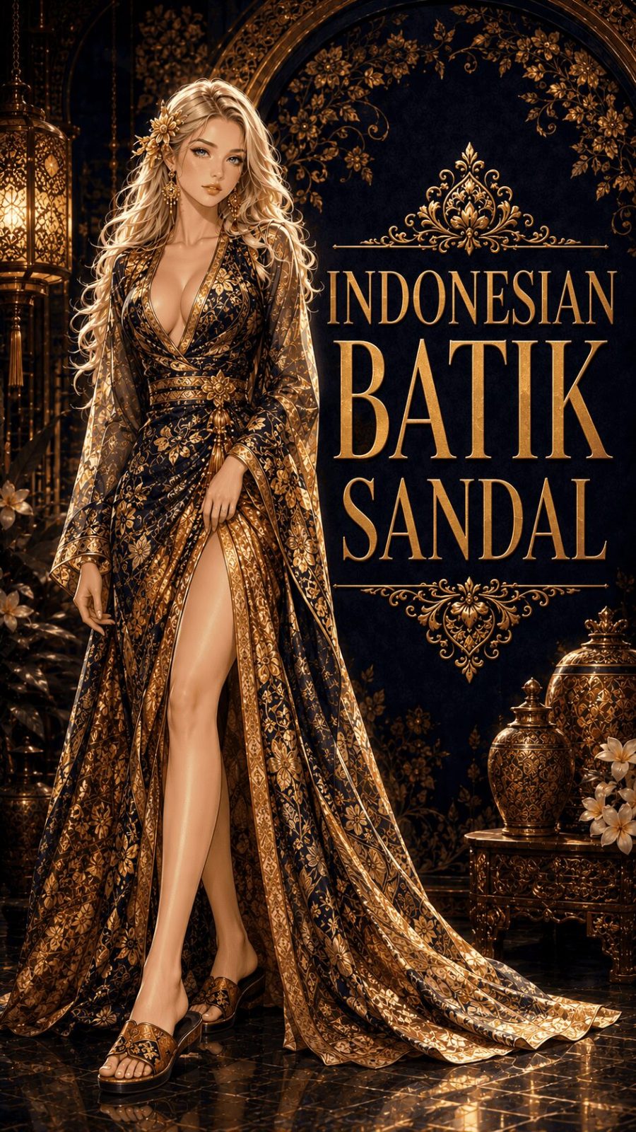 Indonesian batik sandal ethnic footwear example