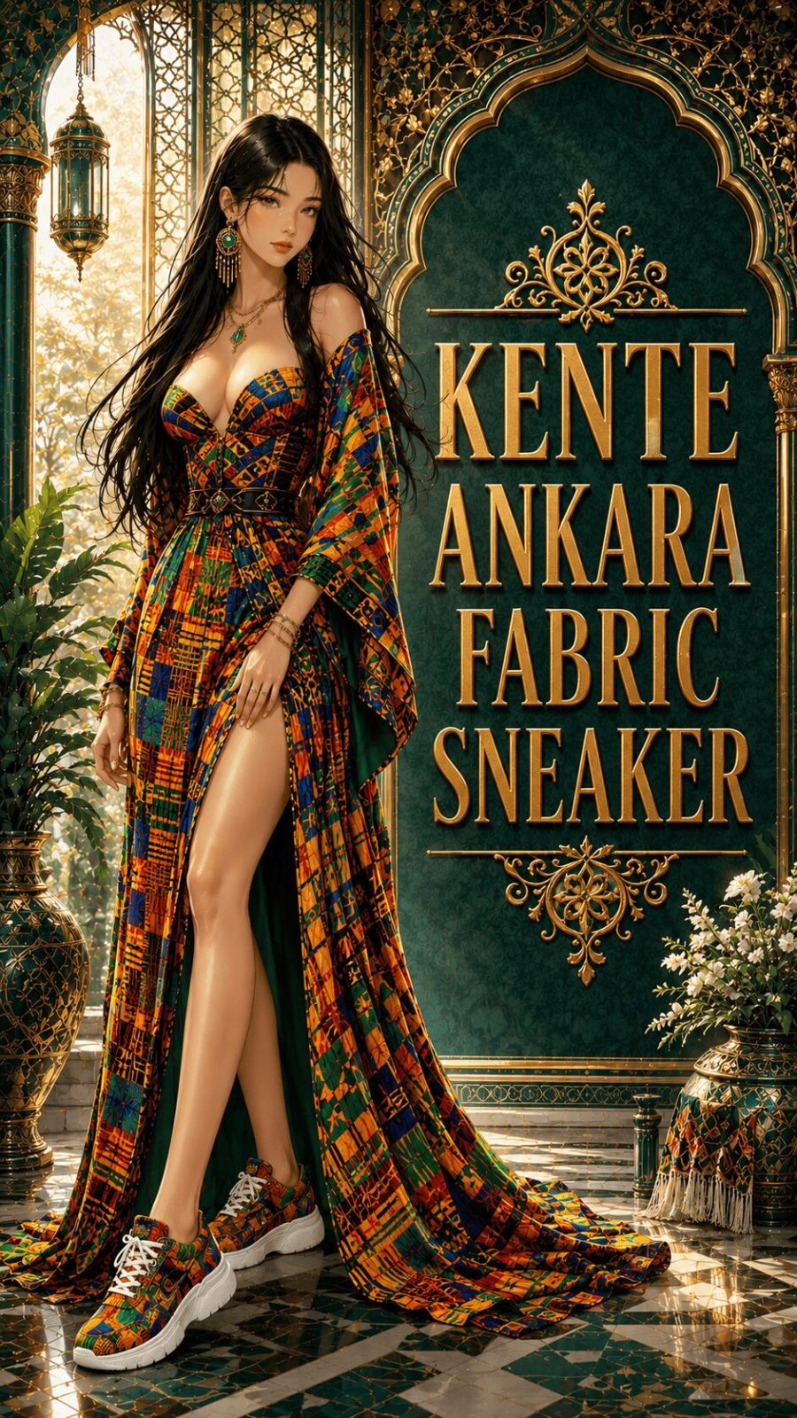 Kente Ankara fabric sneaker ethnic footwear example