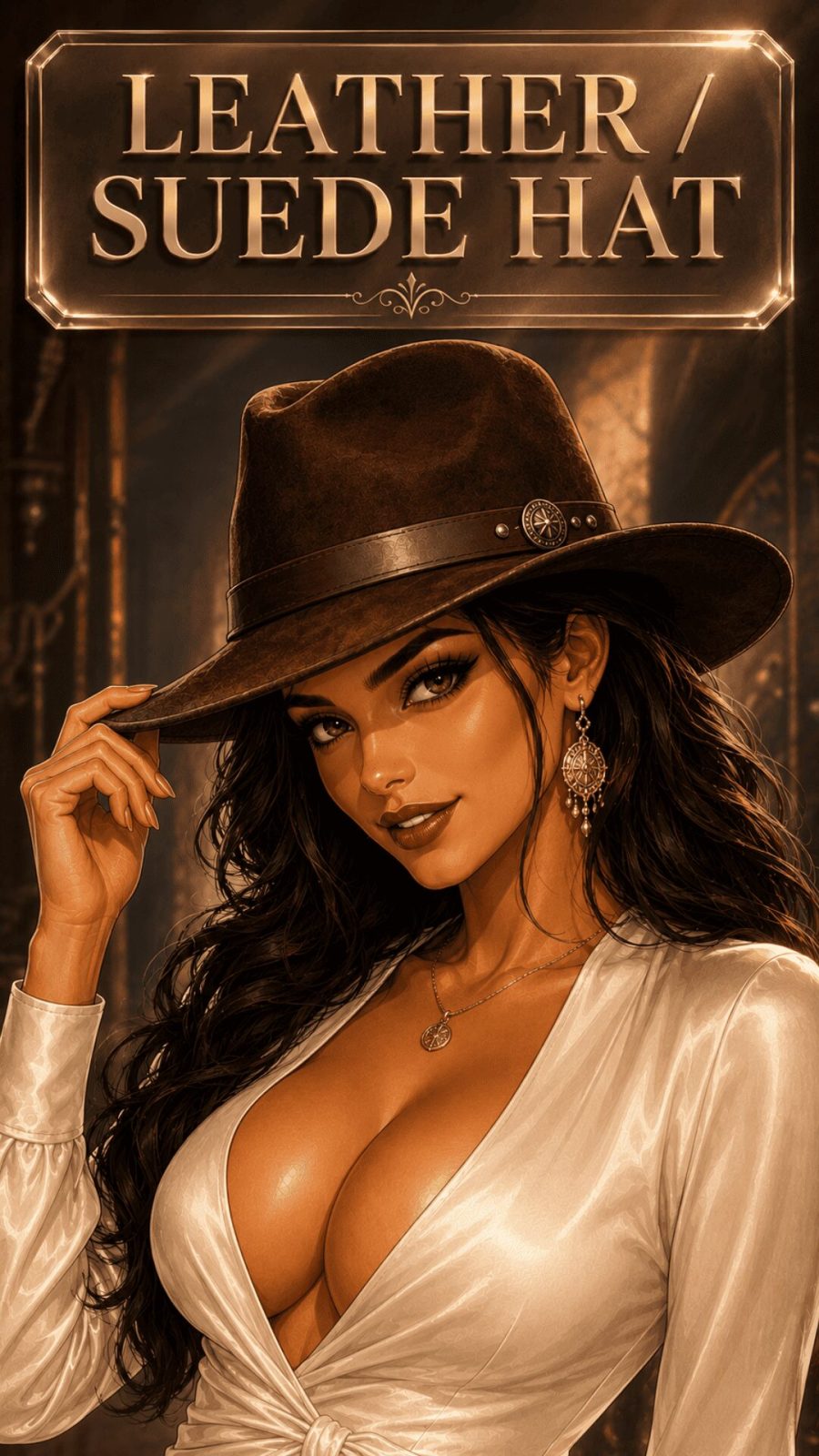 Leather suede hat for women