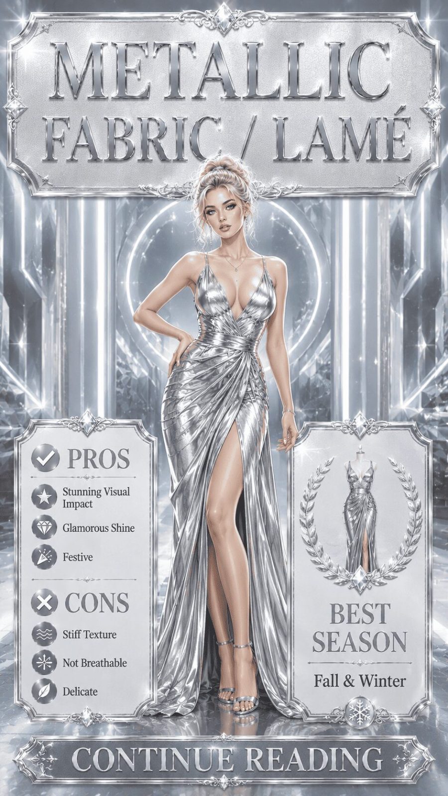 Metallic Lame Fabric for Women's Clothing