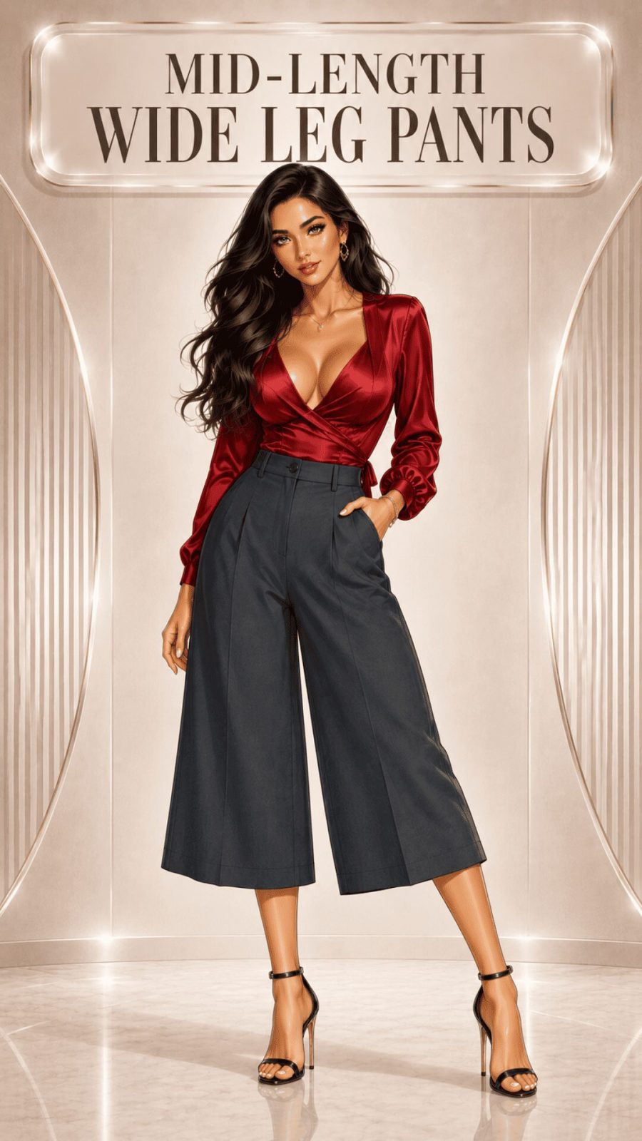 Mid-Length Wide Leg Pants Example