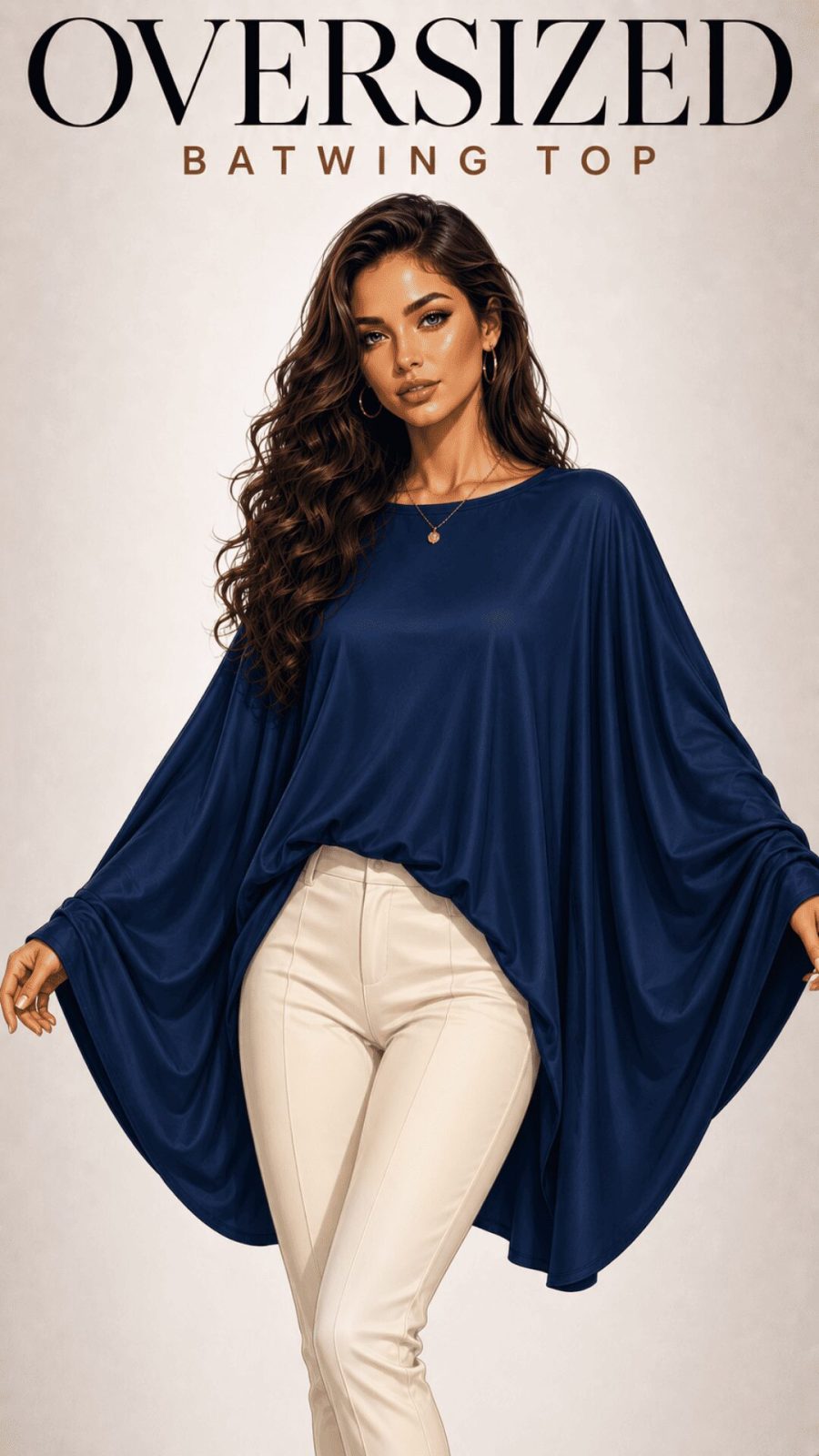 Oversized Batwing Sleeve Top for women