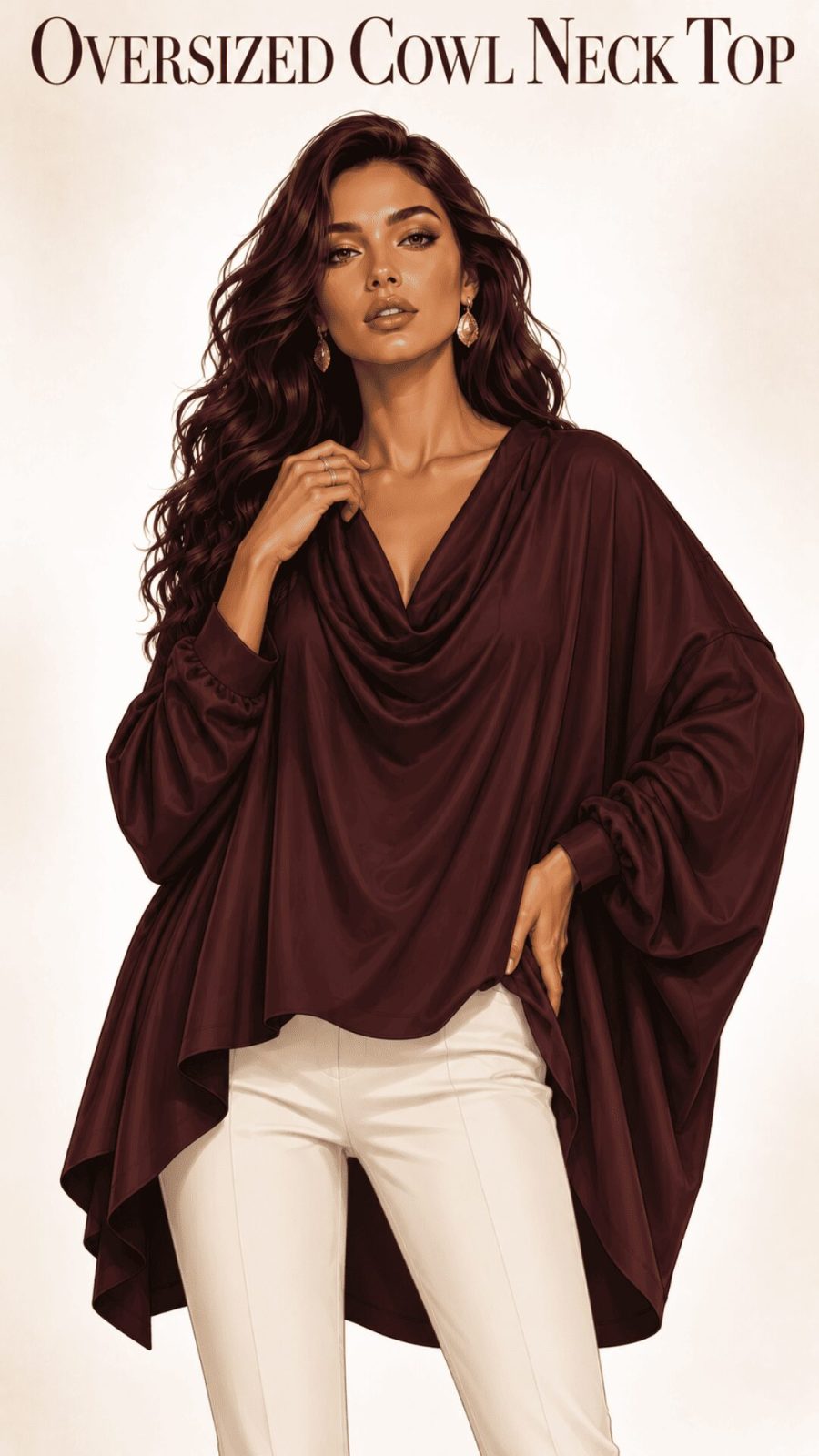Oversized Cowl Neck Top for women