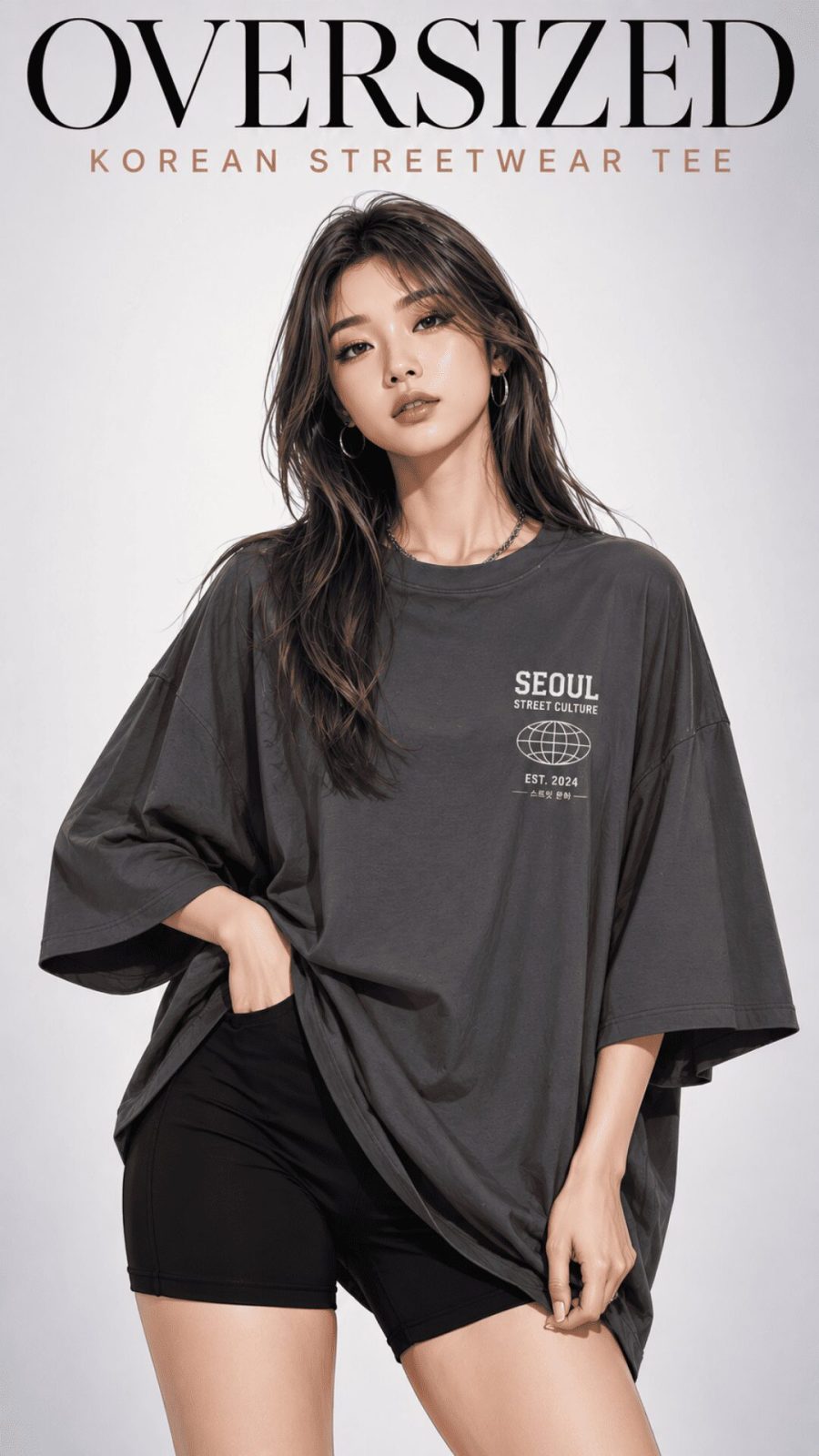 Oversized Korean Streetwear Tee for women