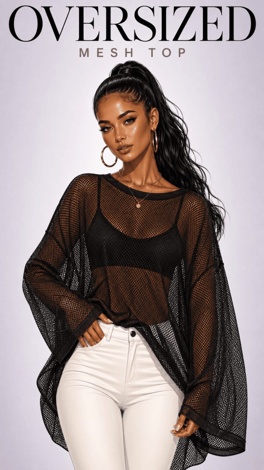 Oversized Mesh Top for women