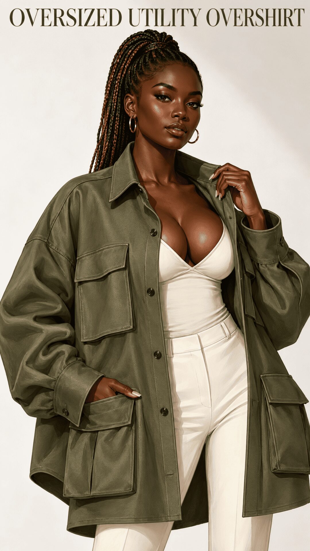 Oversized Utility Overshirt for women