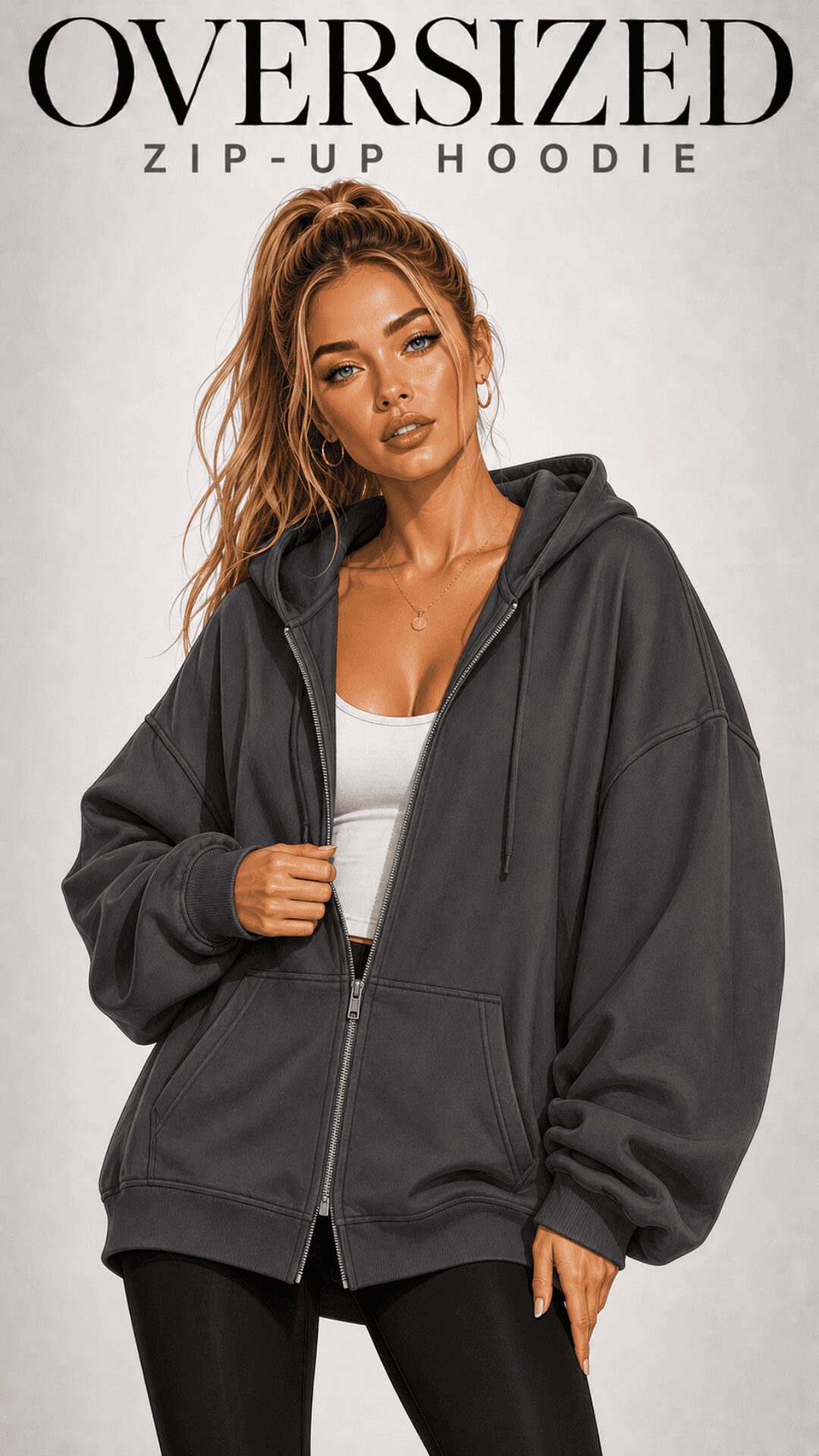 Oversized Zip-Up Hoodie for women