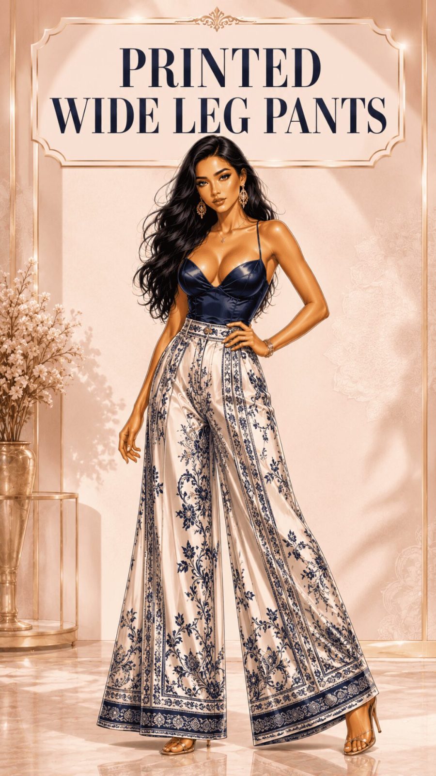 Printed Wide Leg Pants Example