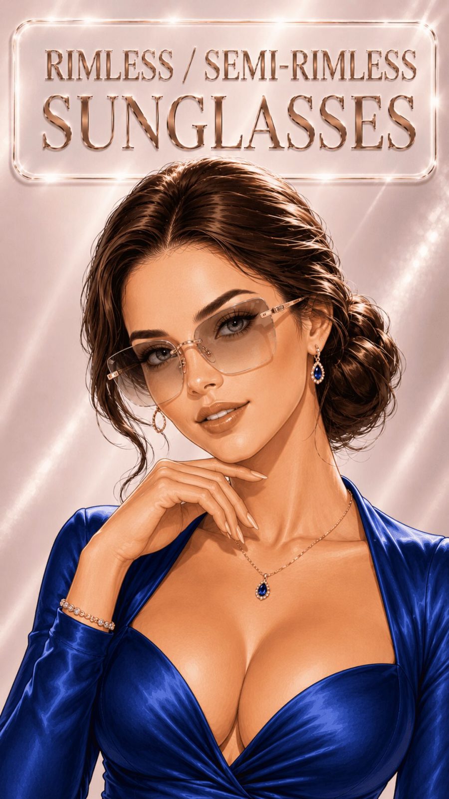 Rimless semi-rimless sunglasses for women