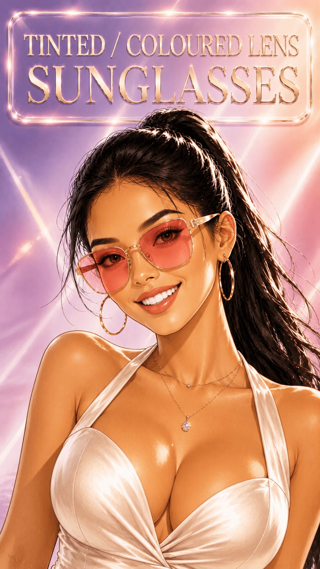Tinted coloured lens sunglasses for women