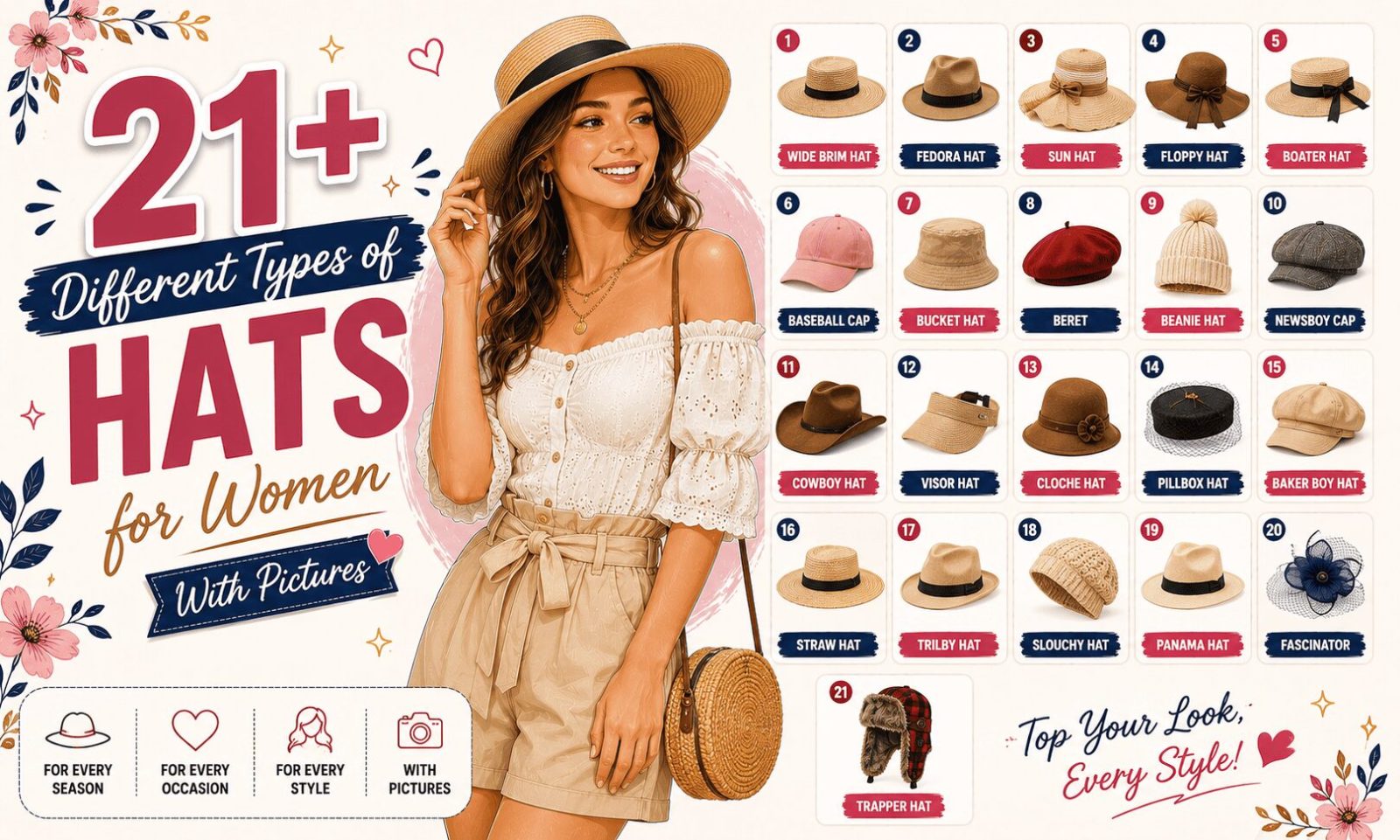 types of hats for women with pictures