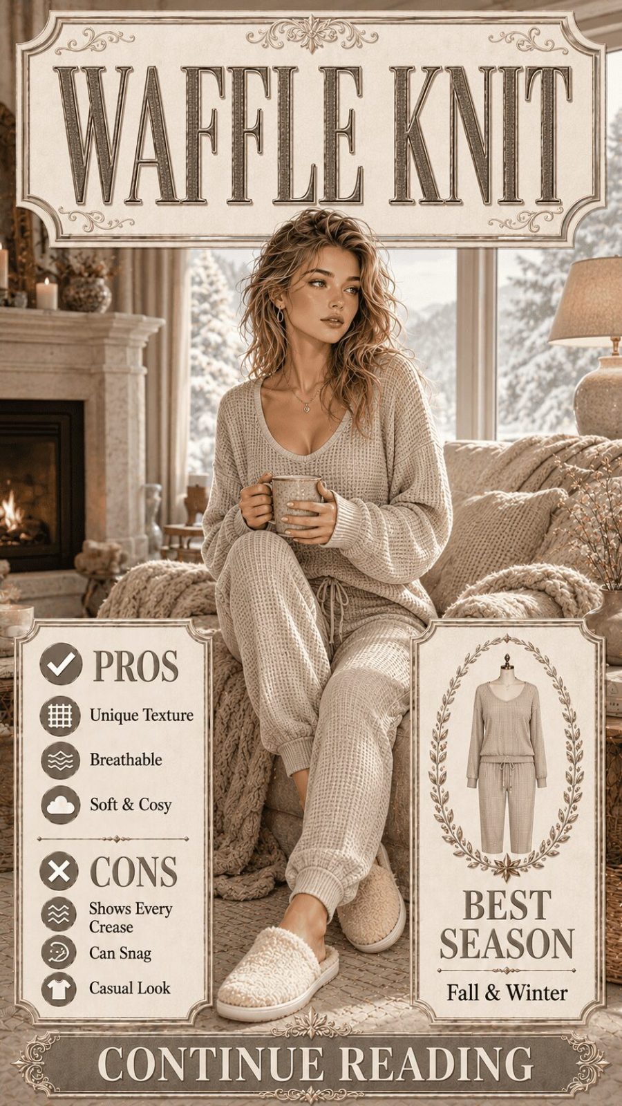 Waffle Knit Fabric for Women's Clothing