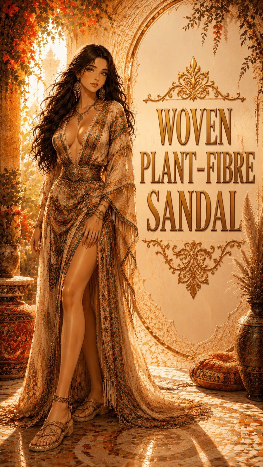 Woven plant fibre sandal ethnic footwear example