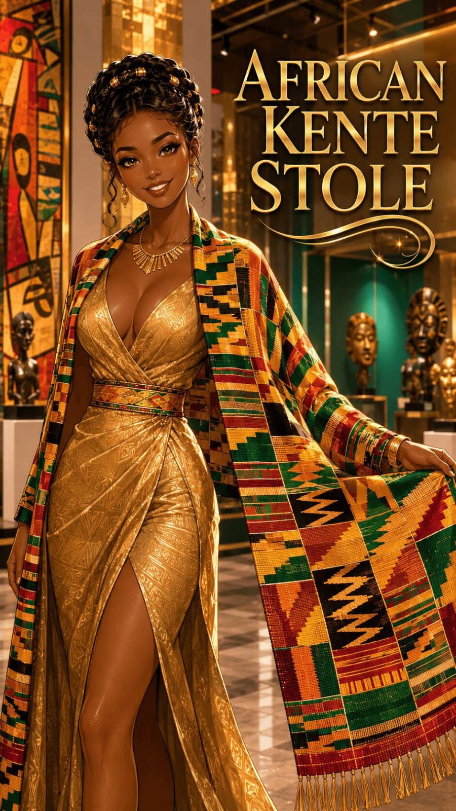 African Kente Wax Print Stole Example