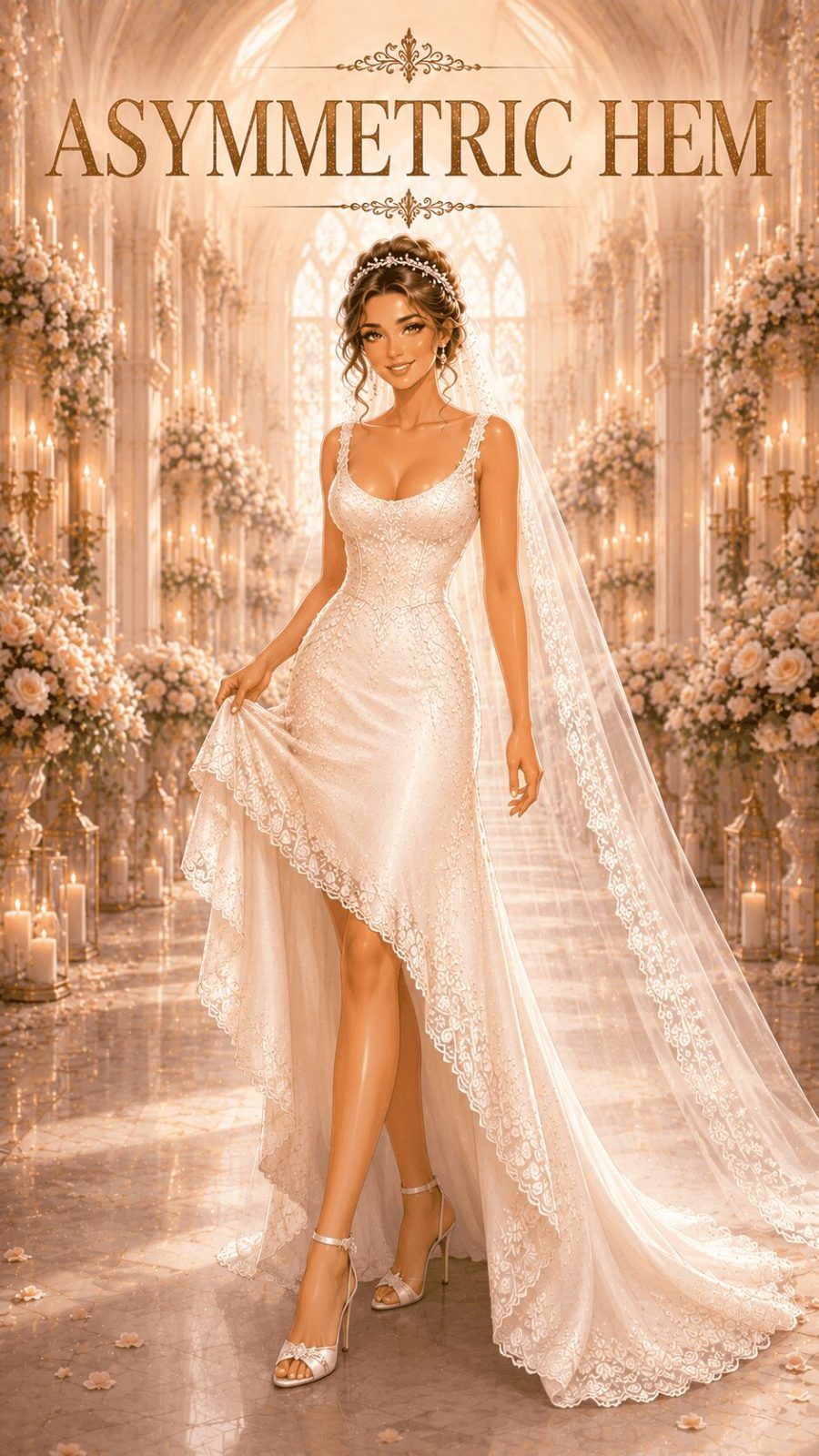 Asymmetric Hem Wedding Dress