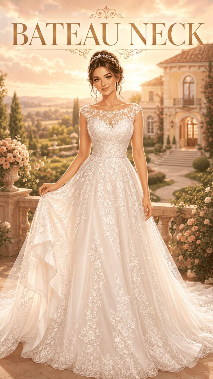 Bateau Boat Neck Wedding Dress