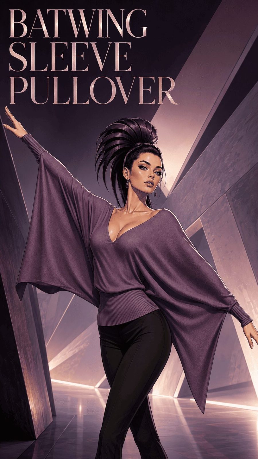 Batwing Sleeve Pullover example
