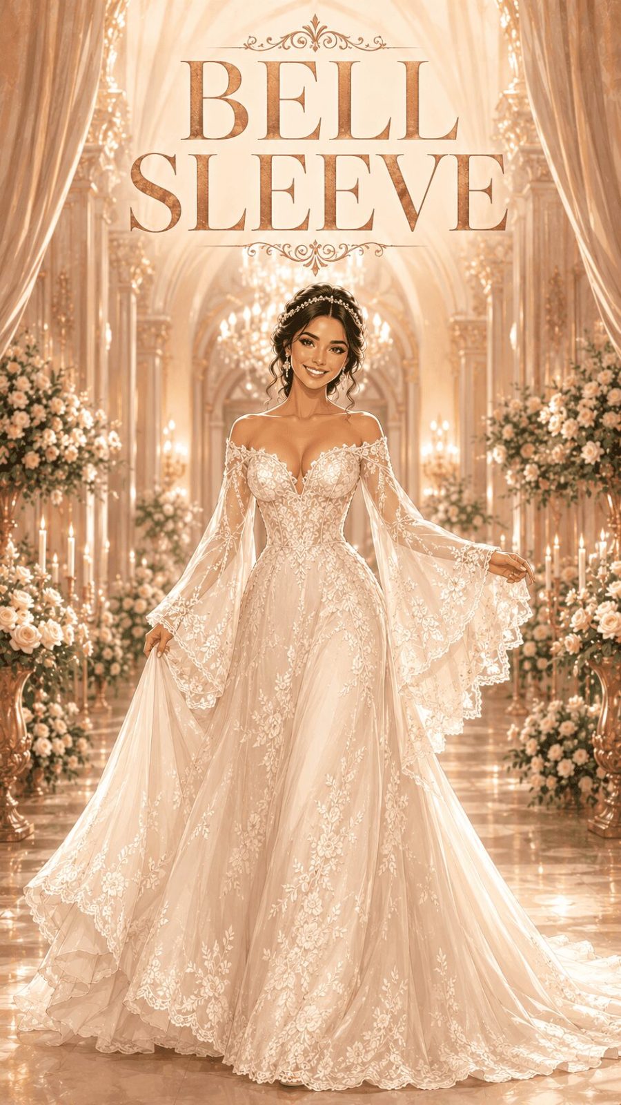 Bell Sleeve Wedding Dress
