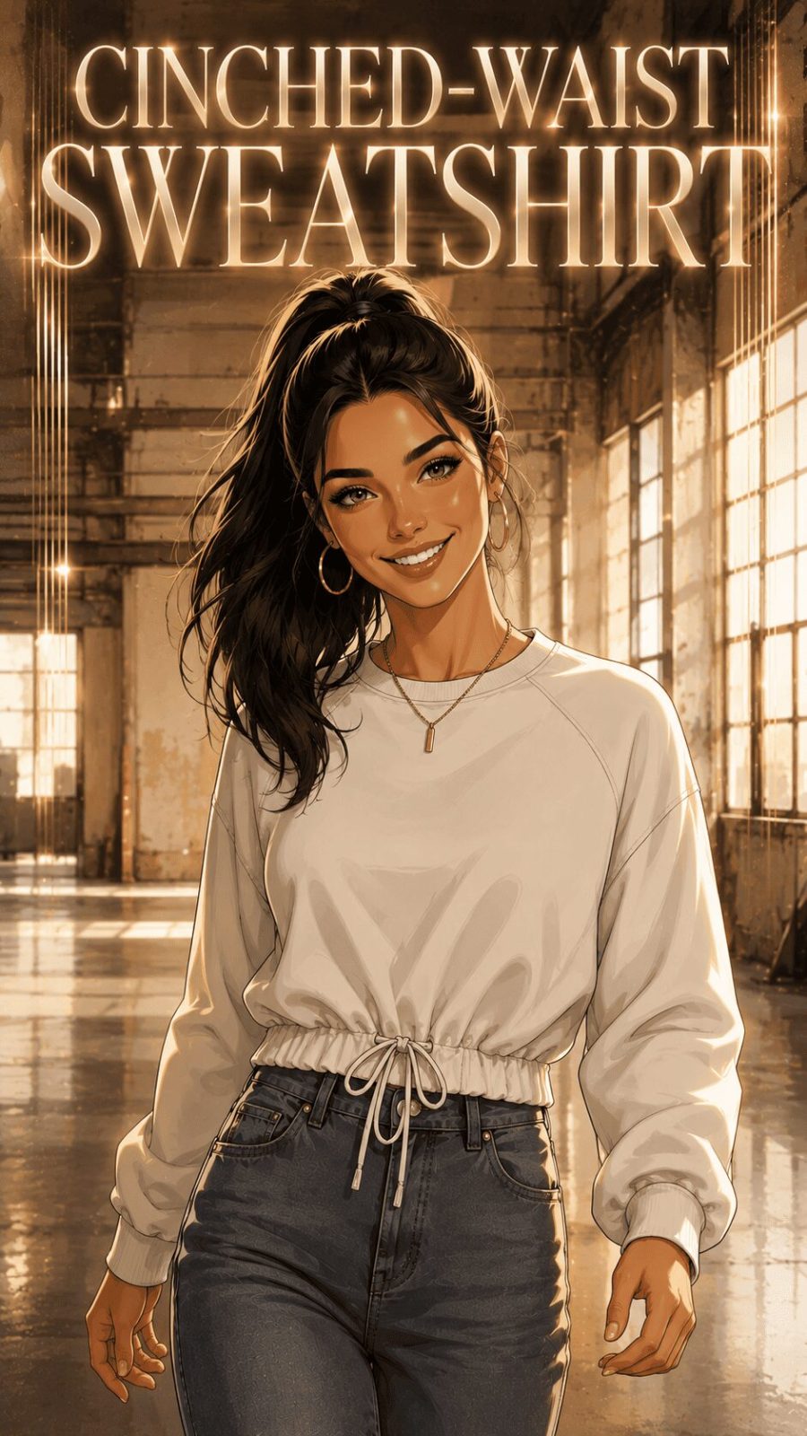 Cinched Waist Sweatshirt Example