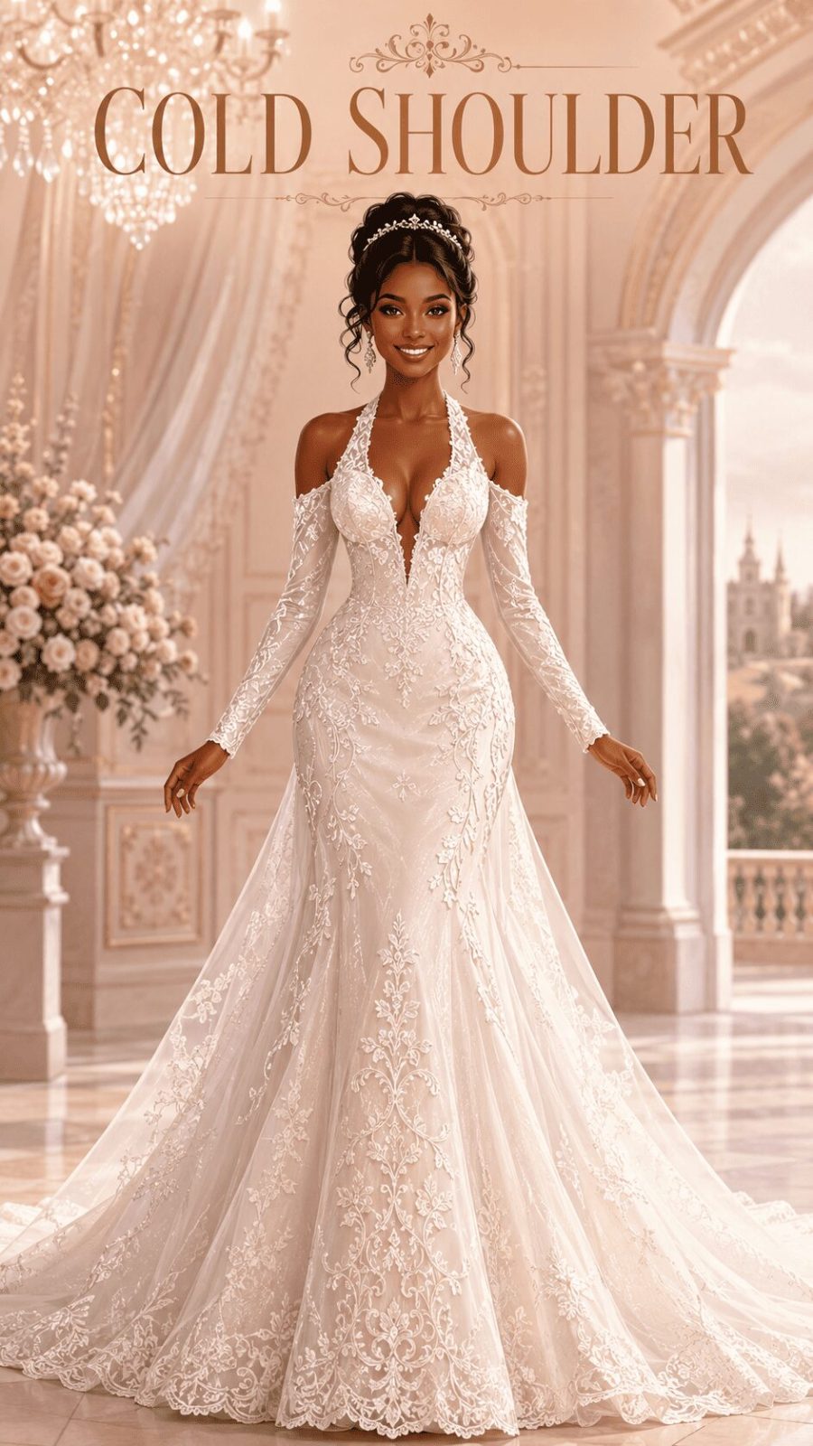 Cold Shoulder Wedding Dress