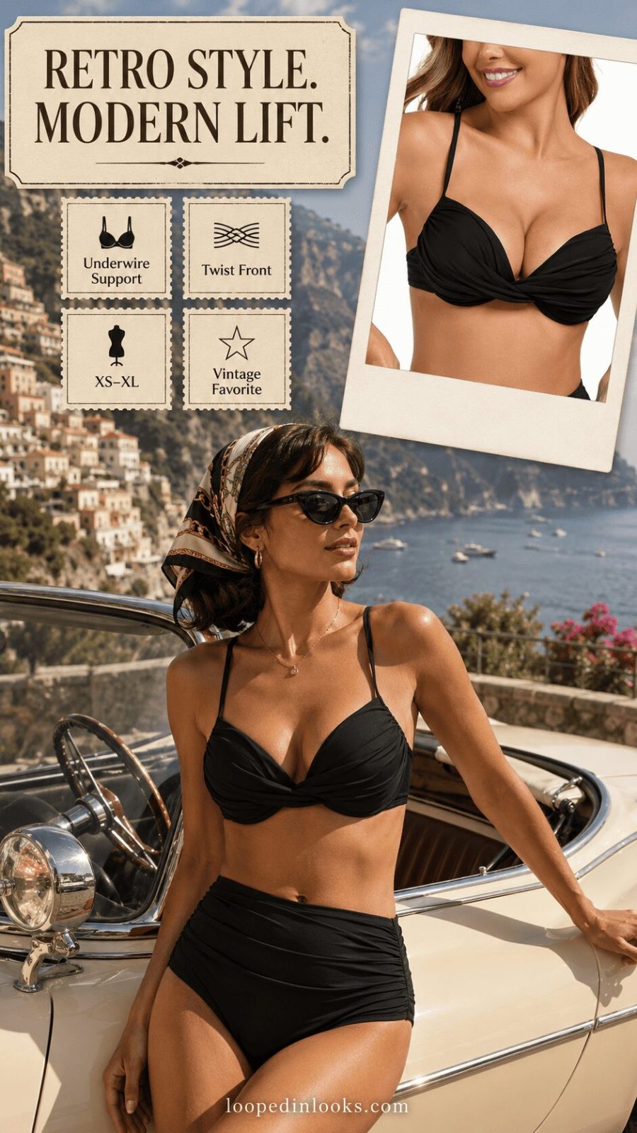 Colloyes Twist-Front Underwire Push-Up Top