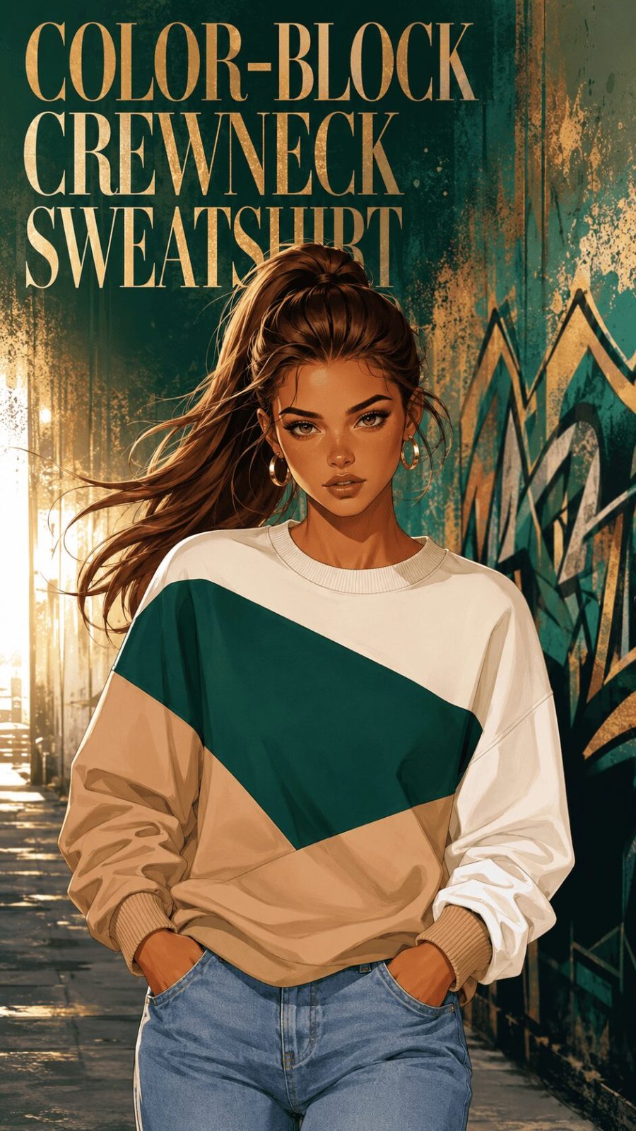 Color Block Crewneck Sweatshirt Example