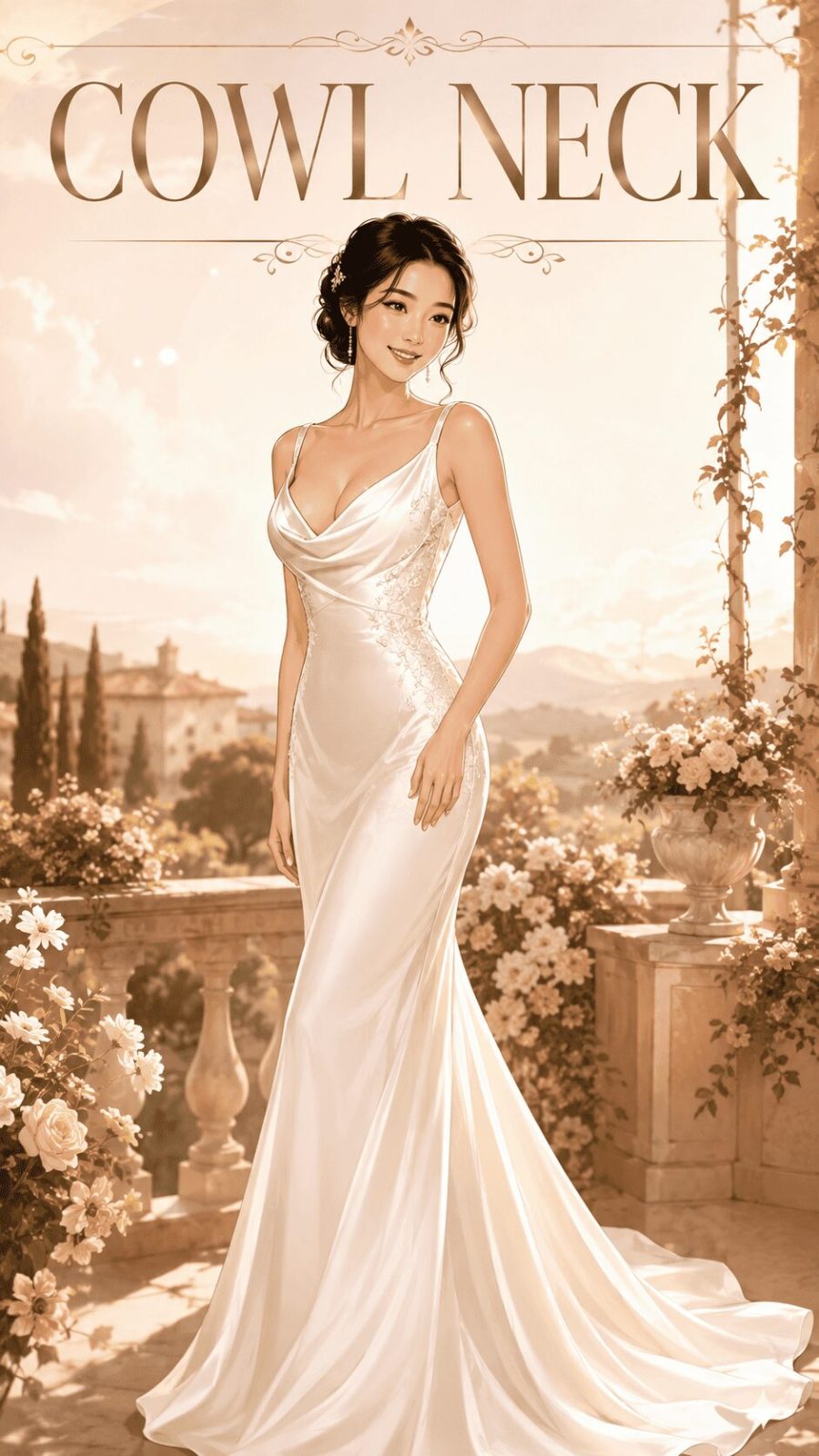 Cowl Neck Wedding Dress