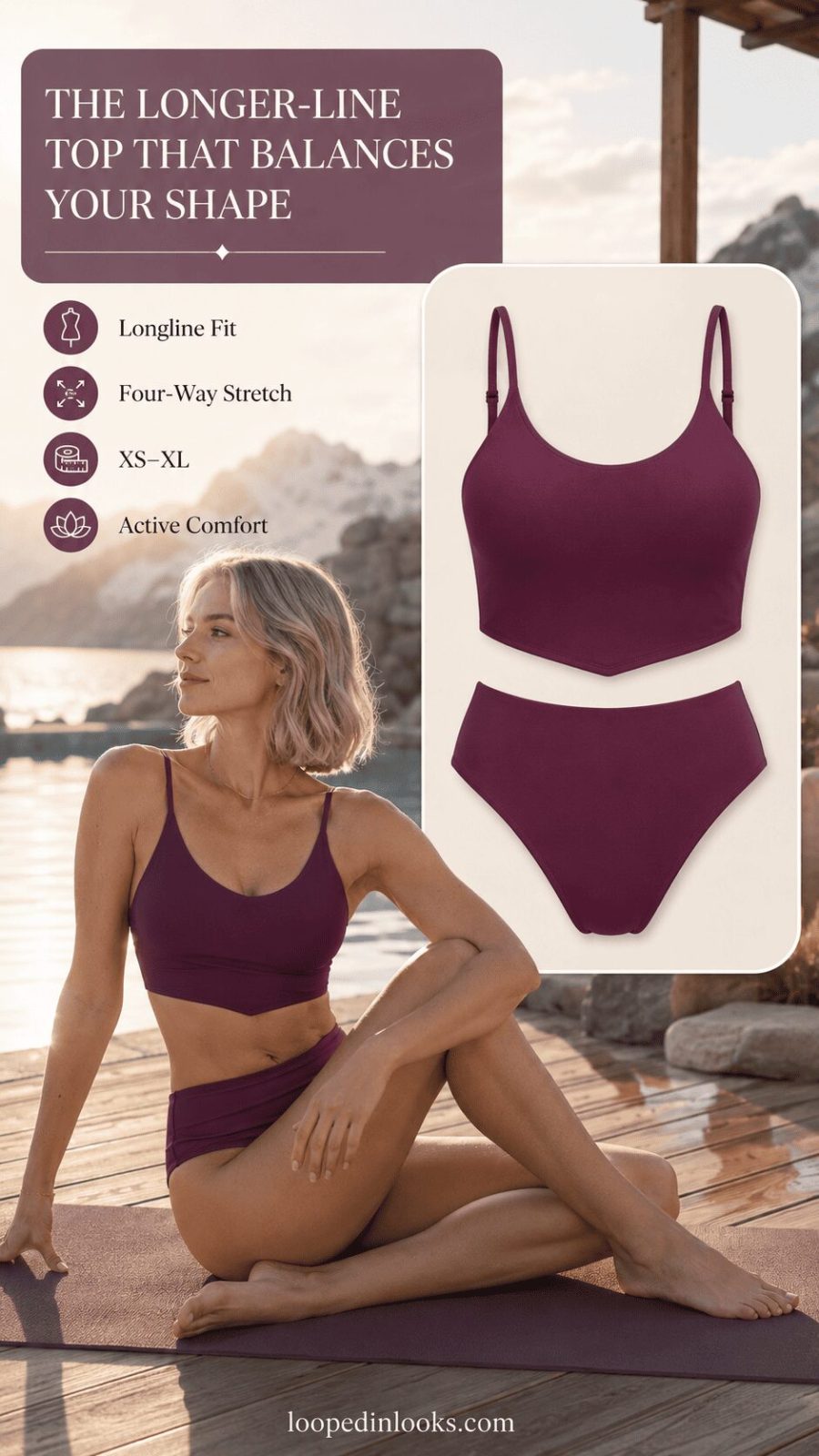 CRZ YOGA V-Shaped Longline Cropped Bikini Top