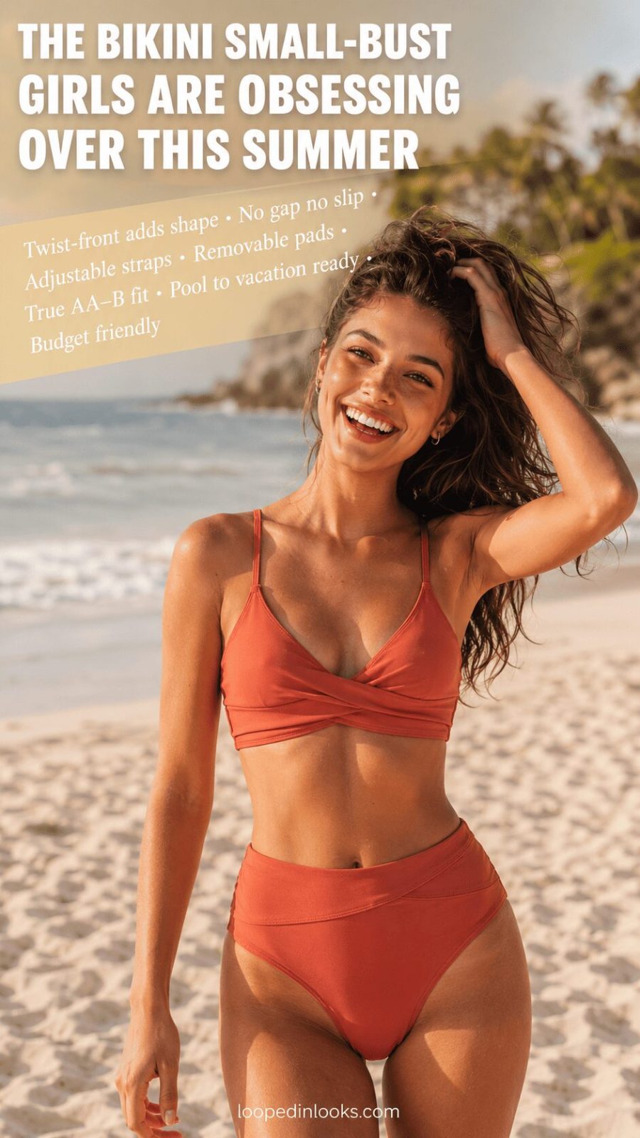 CUPSHE Adjustable V-Neck Twist-Front Bikini Top