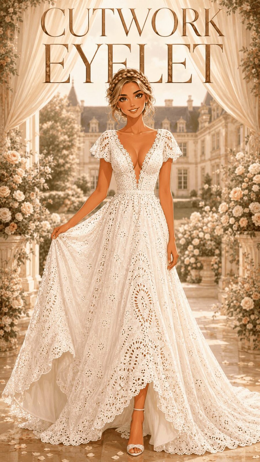 Cutwork Eyelet Wedding Dress Example