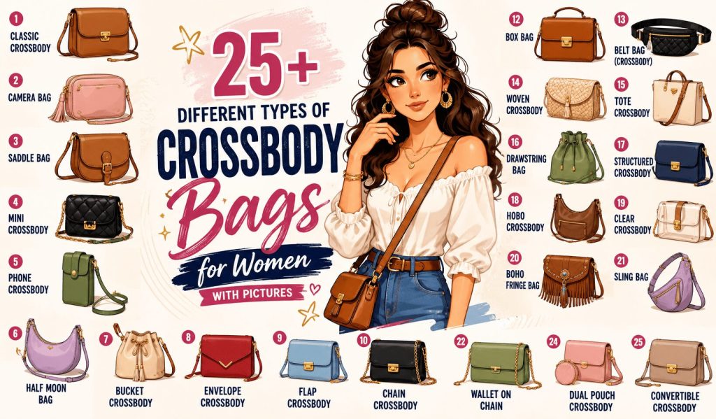 different types of crossbody bags for women with pictures