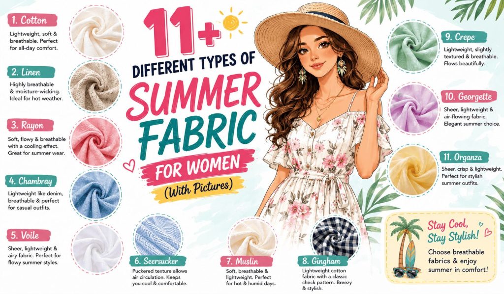 different types of summer fabric for women with pictures